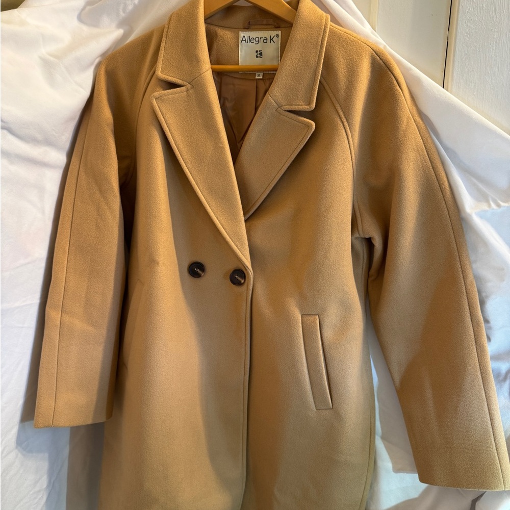 Allegra K Women's Camel Pea Coat